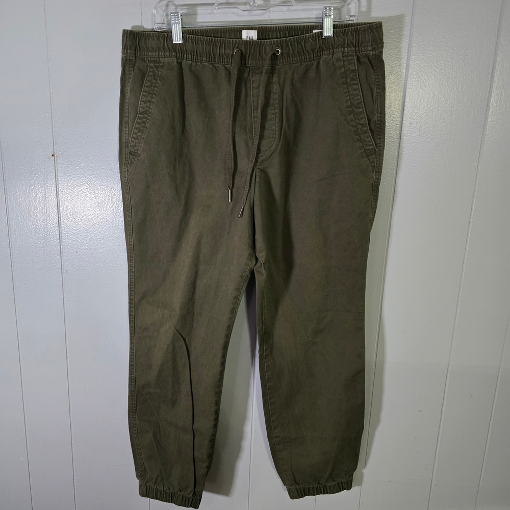 Gap Men's Large Olive Green Essential Jogger Pants Drawstring Elastic Waist‎ L